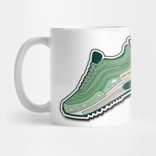 Step into Sustainability: The Beige Green Cartoon Sneaker Mug